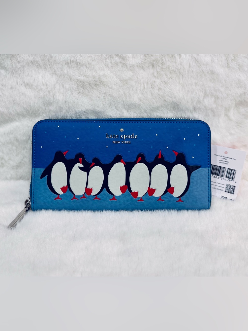 Kate Spade Penguin Wallet Continental zip around Artic Friends novelty NWT